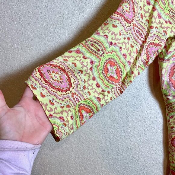 Robert Graham Tunic Blouse Top Womens L Multicolor Long Sleeve Tasseled Prints - Picture 3 of 10